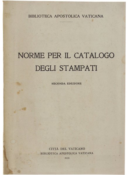 NORME PER IL CATALOGO DEGLI STAMPATI.