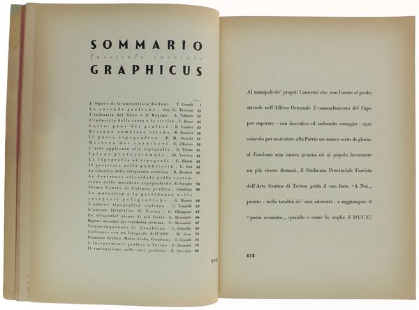 GRAPHICUS n.8/9 - 15 Settembre 1935-XIII. ONORANDO G.BATTISTA BODONI in …