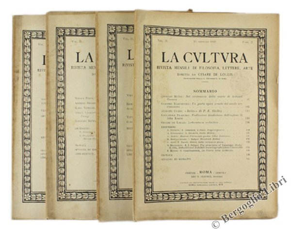 LA CULTURA. Rivista mensile di Filosofia, Lettere, Arte. Nuova serie …