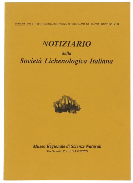 NOTIZIARIO DELLA SOCIETA' LICHENOLOGICA ITALIANA. Anno VII - Vol.7 - …