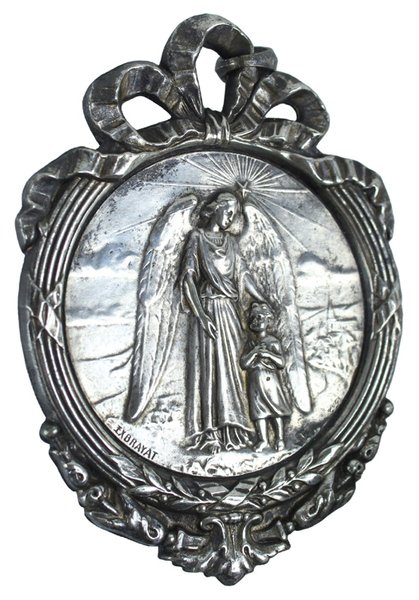 ETIENNE EXBRAYAT (1879-1914): MEDAGLIA ART NOUVEAU: ANGELO CUSTODE. | Immagine principale