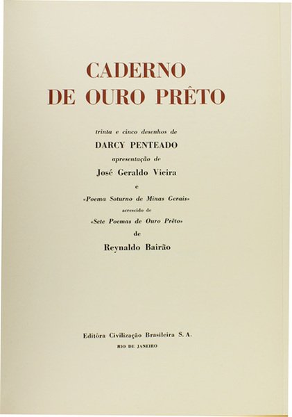 CADERNO DE OURO PRETO. Trinta e cinco desenhos de Darcy …