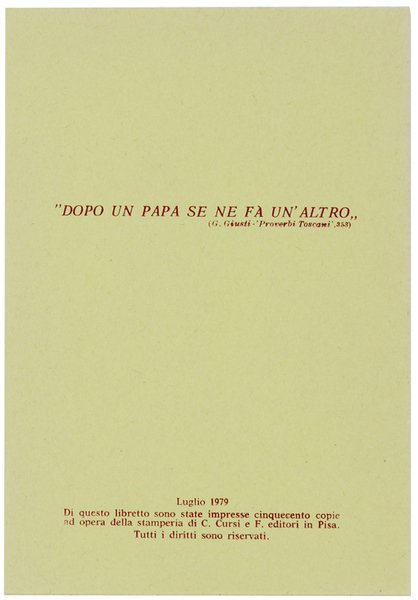 TEMPO DEI TRE PAPI. I Libretti di Mal'Aria 213.