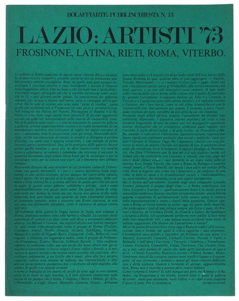 LAZIO: ARTISTI '73. Bolaffiarte - Pubblinchiesta N.13