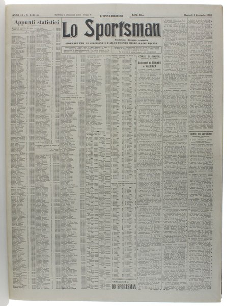 LO SPORTSMAN - l'Ippodromo. Anno 1960 completo. Giornale per la …