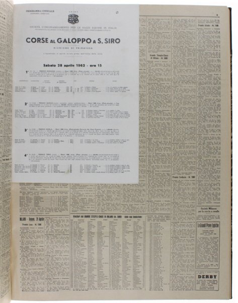 LO SPORTSMAN - l'Ippodromo. Anno 1962 completo. Giornale per la …