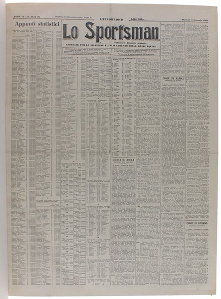 LO SPORTSMAN - l'Ippodromo. Anno 1961 completo. Giornale per la …