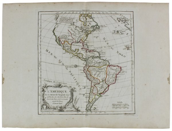 L'AMERIQUE. [Original copper engraved map, 1778]