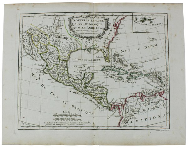 NOUVELLE ESPAGNE, NOUVEAU MEXIQUE, ISLES ANTILLES. [Original copper engraved map, … | Immagine principale