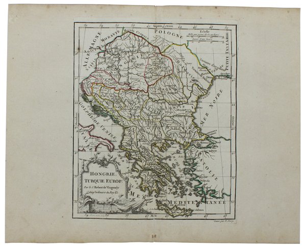 HONGRIE, TURQUIE EUROP. [Original copper engraved map, 1778]