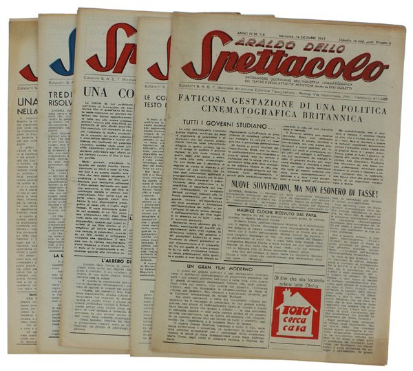 ARALDO DELLO SPETTACOLO. Informatore Quotidiano dell'Industria Cinematografica, del teatro e …