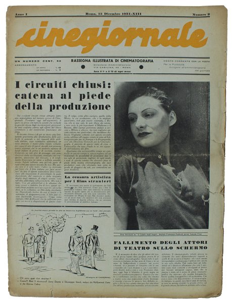CINEGIORNALE. Rassegna illustrata di cinematografia. Anno I/1934 n. 9