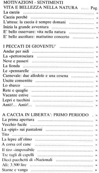 RACCONTI MINIMI DI CACCIA E DI VITA.