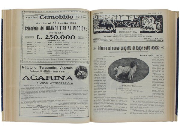 IL CACCIATORE ITALIANO - Annata 1922 completa.