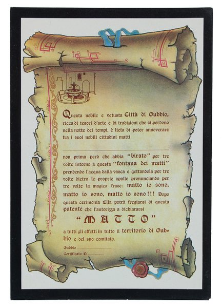 GUBBIO: COME OTTENERE LA PATENTE DI "MATTO" (cartolina nuova) | Immagine principale