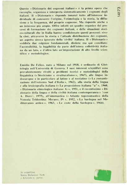 DIZIONARIO DEI COGNOMI ITALIANI.