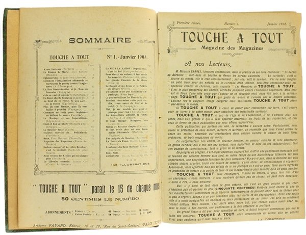 TOUCHE A TOUT. Magazine des magazines. Année 1908 complète.