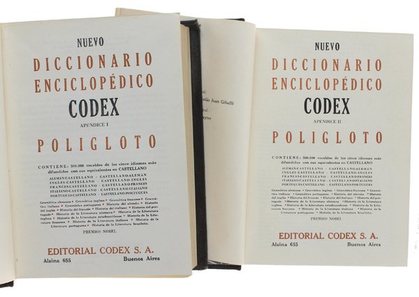 NUEVO DICCIONARIO ENCICLOPEDICO CODEX - POLIGLOTO. Apendice I + Apendice …