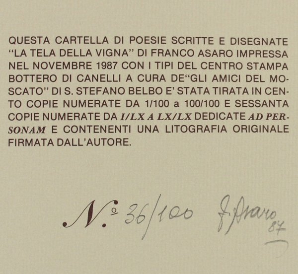 LA TELA DELLA VIGNA. Poesie scritte e disegnate di Franco …