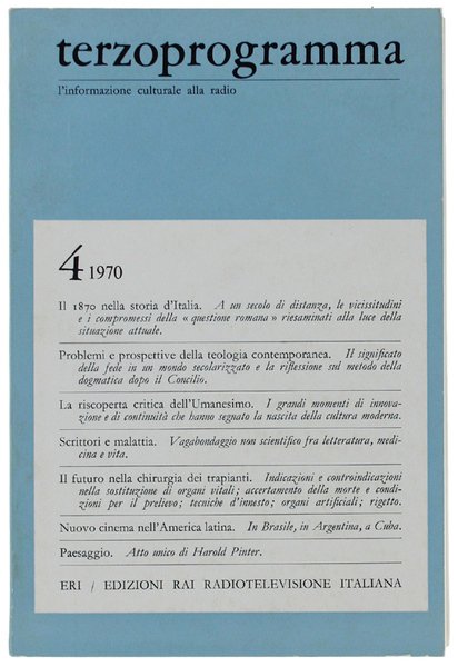 TERZOPROGRAMMA. n. 4/1970. L'informazione culturale alla radio. | Immagine principale