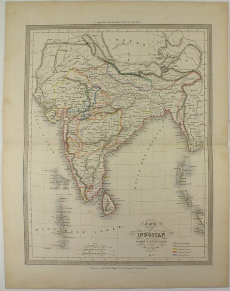 CARTA DELL'INDOSTAN O INDIA DI QUA DAL GANGE - 1857.