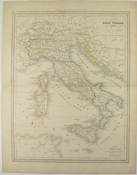 CARTA DELL'ITALIA ANTICA E DEI PAESI LIMITROFI.