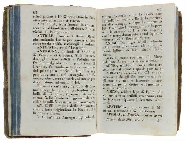 DIZIONARIO DELLE MITOLOGIE compilato sui migliori autori. Volume I - …