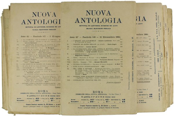 NUOVA ANTOLOGIA di Lettere, Scienze ed Arti. Annata 1906 completa