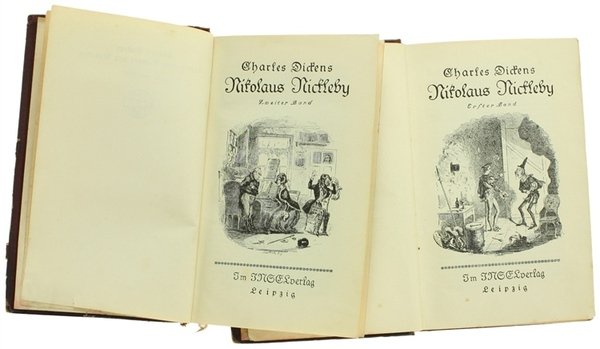 NIKOLAUS NICKLEBY. Erster u. Zweiter Band (complete). Illustration by Phiz.