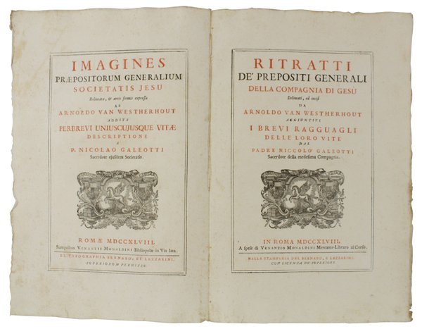 RITRATTI DE' PREPOSITI GENERALI DELLA COMPAGNIA DI GESU' delineati, ed …