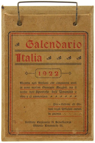 CALENDARIO ITALIA 1922.