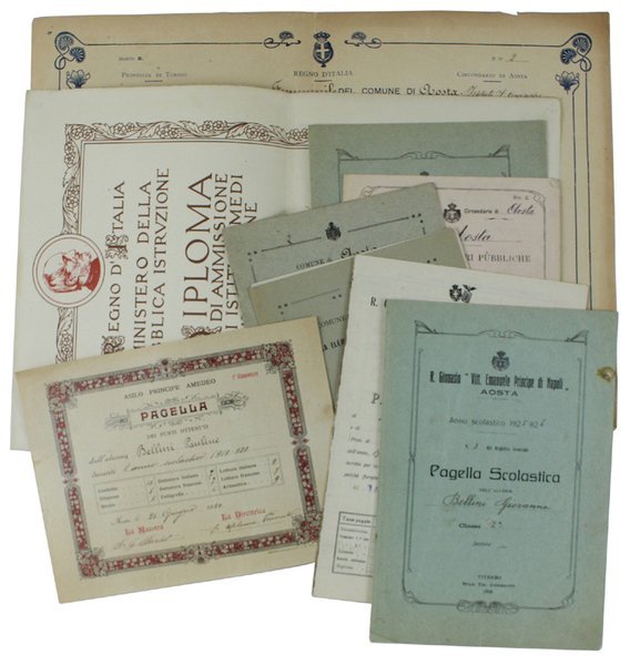 RACCOLTA DI 9 ANTICHE PAGELLE 1920 - 1926.