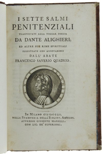 I SETTE SALMI PENITENZIALI trasportati alla volgar poesia da Dante …