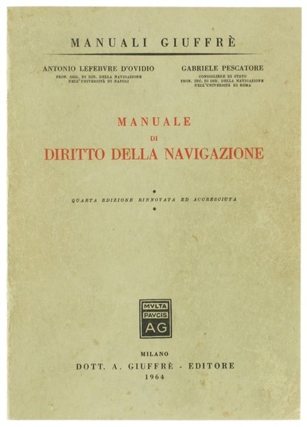 MANUALE DI DIRITTO DELLA NAVIGAZIONE.