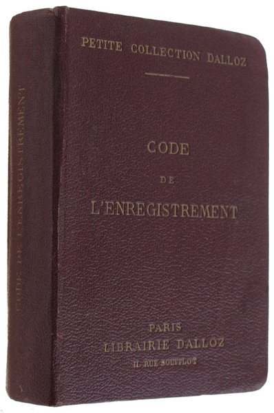 CODE DE L'ENREGISTREMENT DU TIMBRE des droits d'hypothèque, des droits …