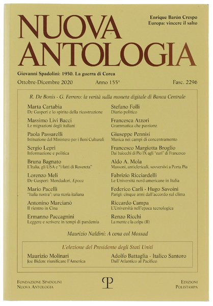NUOVA ANTOLOGIA. Fasc. 2296. Ottobre- Dicembre 2020. | Immagine principale