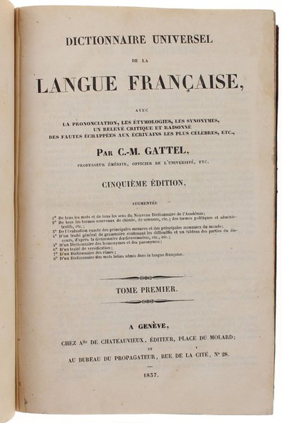 DICTIONNAIRE UNIVERSEL DE LA LANGUE FRANÇAISE avec la prononciation, les …