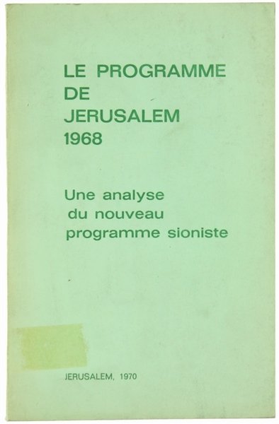 LE PROGRAMME DE JERUSALEM, 1968. Une analyse du nouveau programme … | Immagine principale