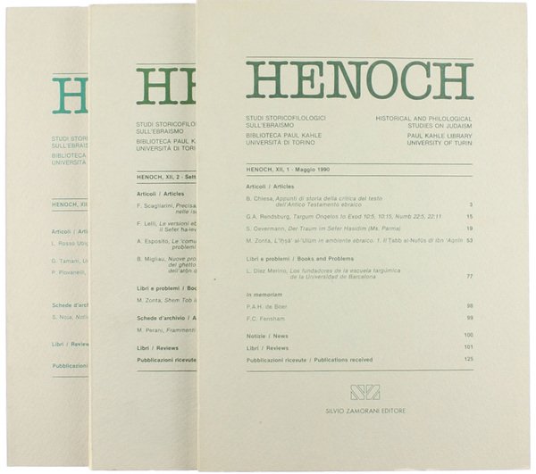 HENOCH. Vol. XII. Studi storicofilologici sull'ebraismo redatti presso la biblioteca …
