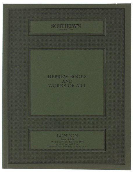 HEBREW BOOKS AND WORKS OF ART. Days of Sale 12th …