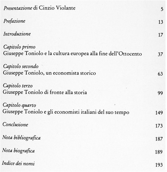 GIUSEPPE TONIOLO TRA ECONOMIA E STORIA.
