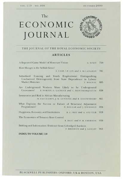 THE ECONOMIC JOURNAL - Vol. 110 No. 466 - October …