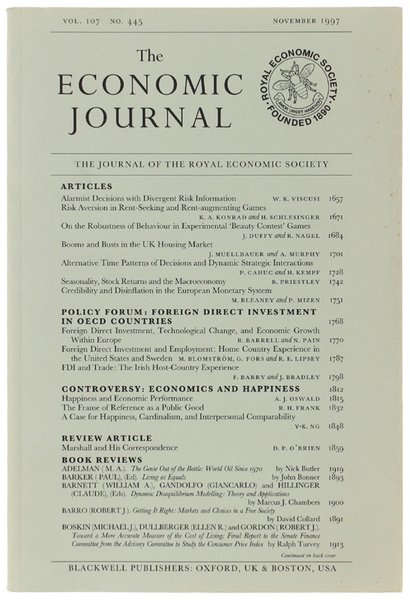 THE ECONOMIC JOURNAL - Vol. 107 No. 445 - November … | Immagine principale