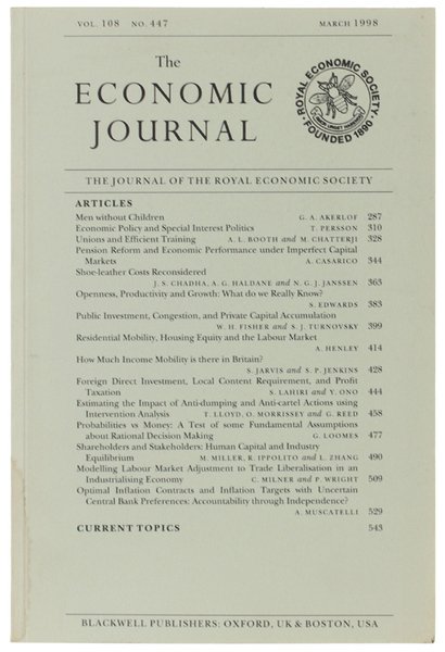 THE ECONOMIC JOURNAL - Vol. 108 No. 447 - March … | Immagine principale