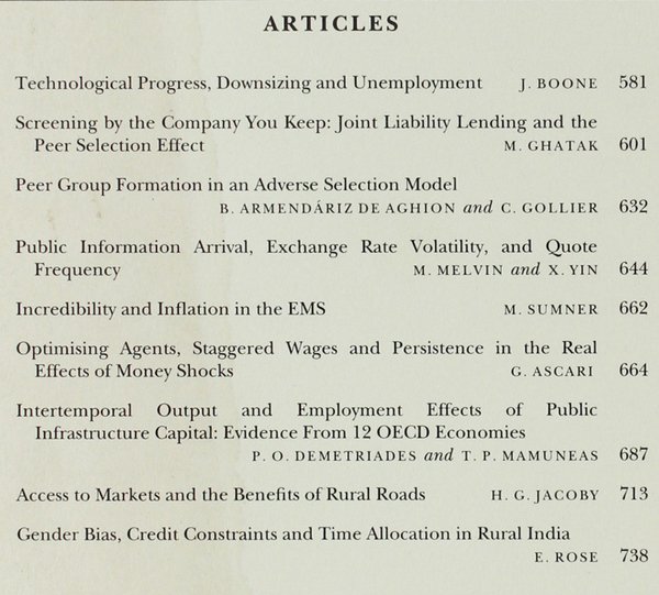 THE ECONOMIC JOURNAL - Vol. 110 No. 465 - July … | Immagine principale