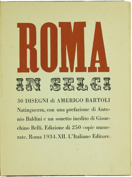 ROMA IN SELCI. 30 disegni di Amerigo Bartoli Natinguerra, con …