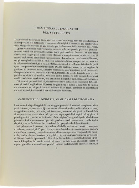 CAMPIONARI DI CARATTERI NELLA TIPOGRAFIA DEL SETTECENTO. Scelta, introduzione e …