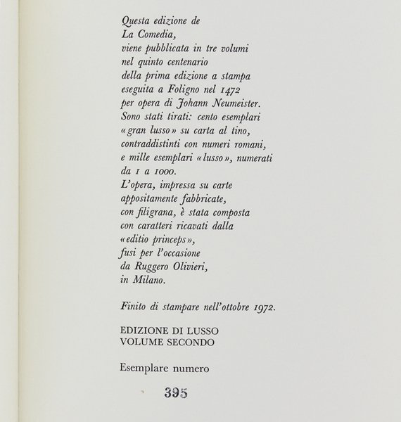 LA COMEDIA. Il Poema di Dante Alighieri nella prima edizione …