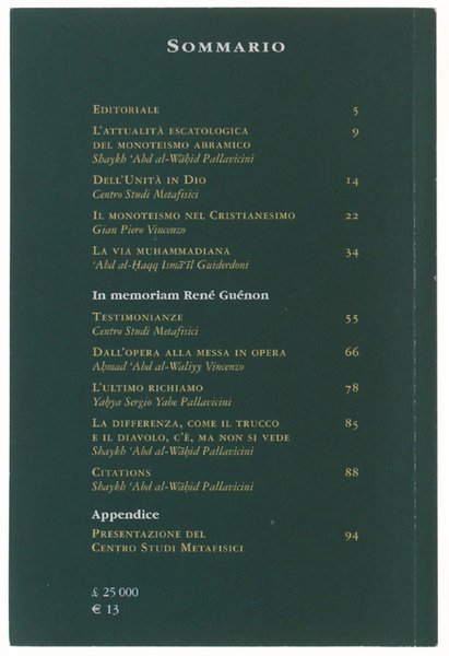 IL MESSAGGIO - RIVISTA DI STUDI METAFISICI. Anno I n. … | Immagine principale