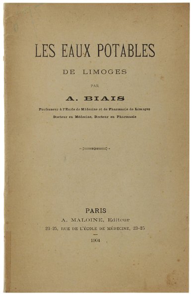 LES EAUX POTABLES DE LIMOGES.